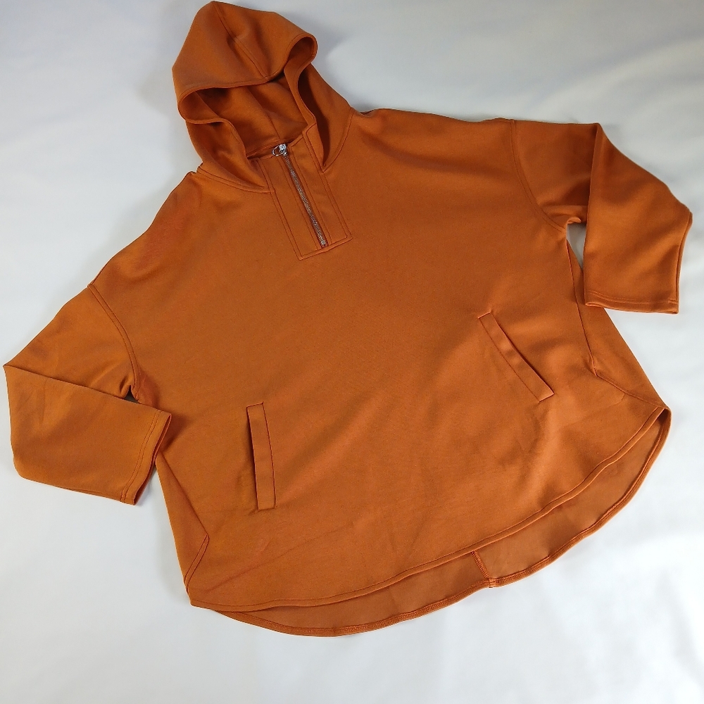 NWT New Orange Hooded Front 1/4 Zip Pullover Hoodie Jacket